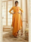 Yellow Colour Latest Fancy Designer Heavy Festive Wear Pure Rayon Cotton Embroidery With Hand Work Gown Collection 1004